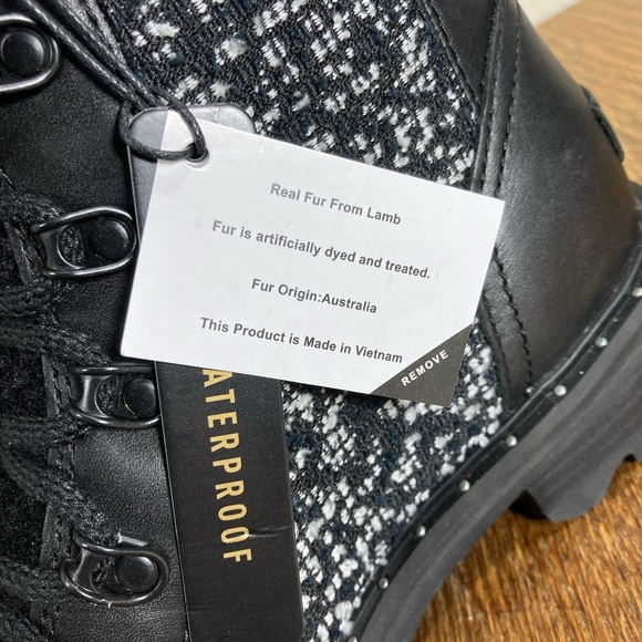 NEW Sorel Lennox Lace Waterproof Cozy Bootie Womens Size 6 Black/White - Picture 10 of 12